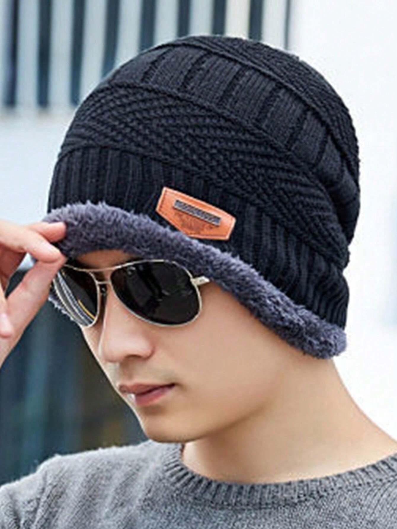 Couple Pack of 2 Combo - woolen winter beanie Head cap with neck warmer muffler for men and women - Black